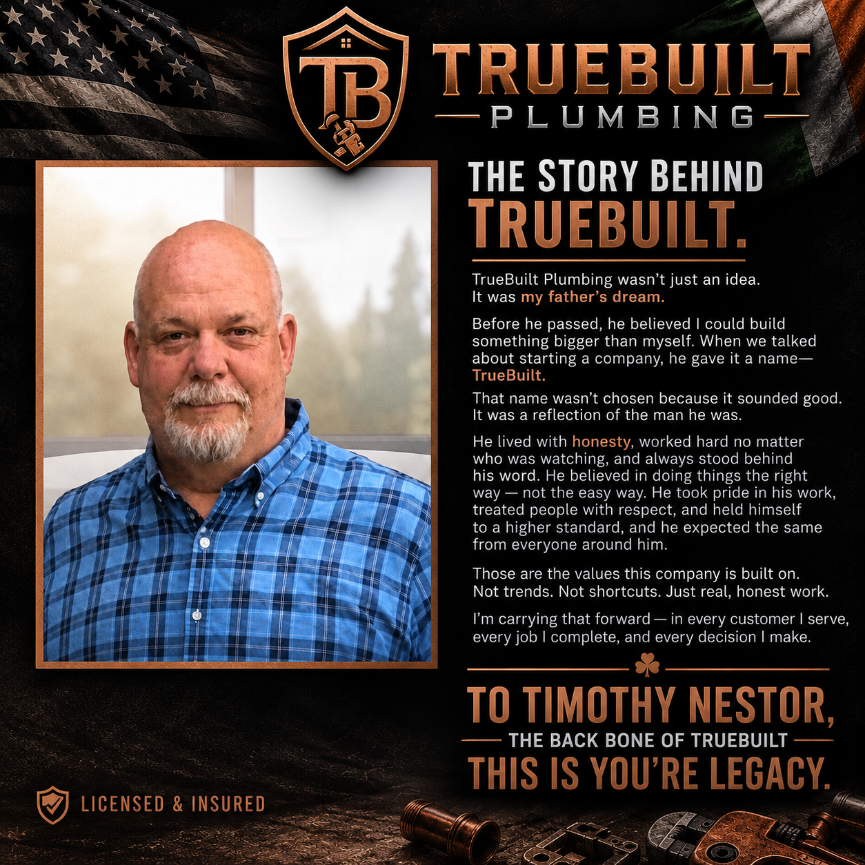 The Story Behind TrueBuilt — a tribute to Timothy Nestor, the backbone of TrueBuilt Plumbing